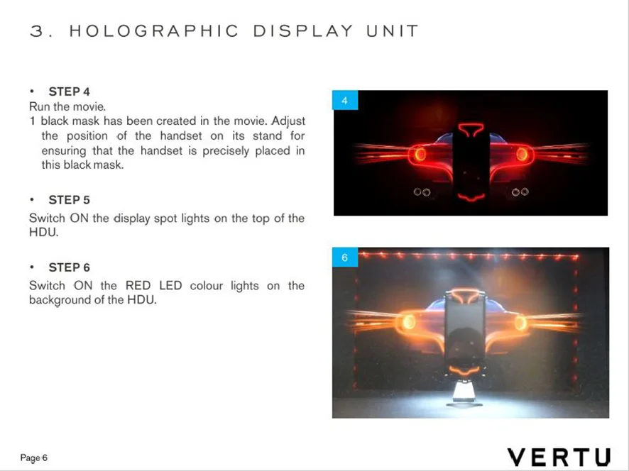 Vertu Ti Ferrari . holographic display unit guideline . worldwide