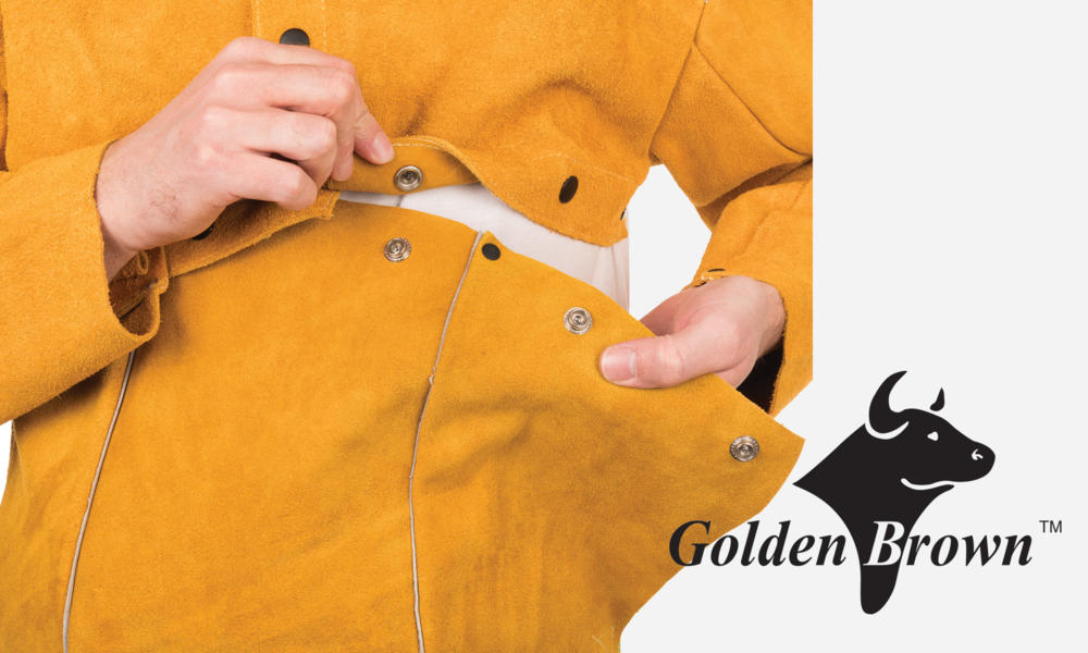 Size: L & XL WELDAS Welding Sleeves Golden Brown Split Leather HIGH QUALITY
