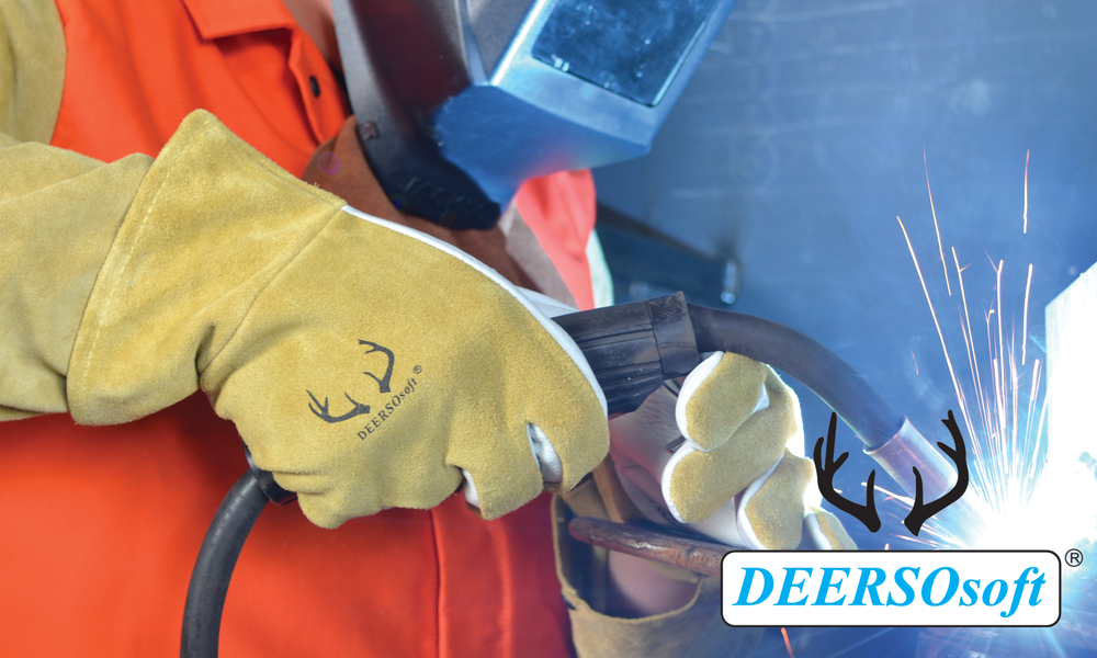 Weldas Arc Knight Premium MIG Welding Gloves – Cut Resistant A6 Level, Top Grain Cowhide, Black & White