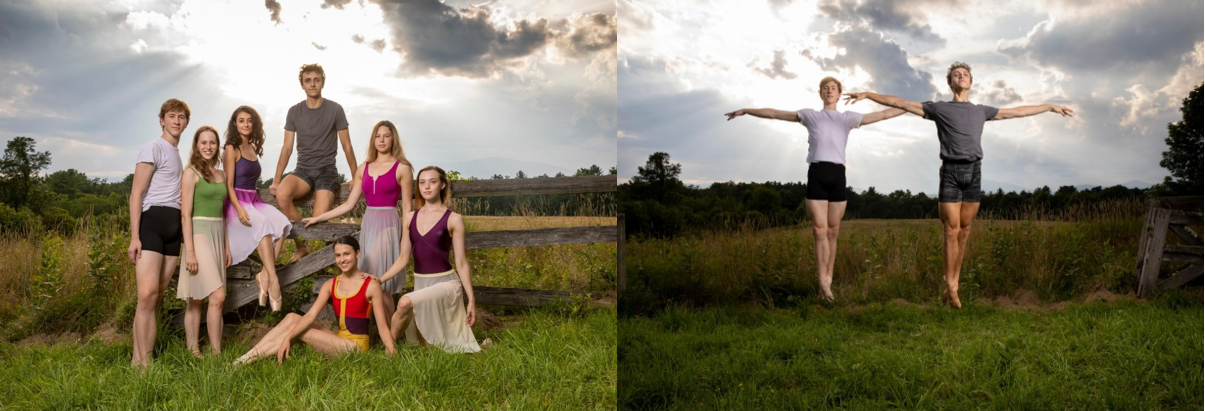 Pro-Studio/Stella Abrera® - Kaatsbaan Residency July 28 - August 15 and Showcase August 16 Left: Joseph Markey, Leah Baylin, Remy Young, Lauren Bonfiglio, Sierra Armstrong, Ingrid Thoms, Jacob Clerico; Right: Joseph Markey and Jacob Clerico All dancers with American Ballet Theatre Photo credit: Erin Baiano