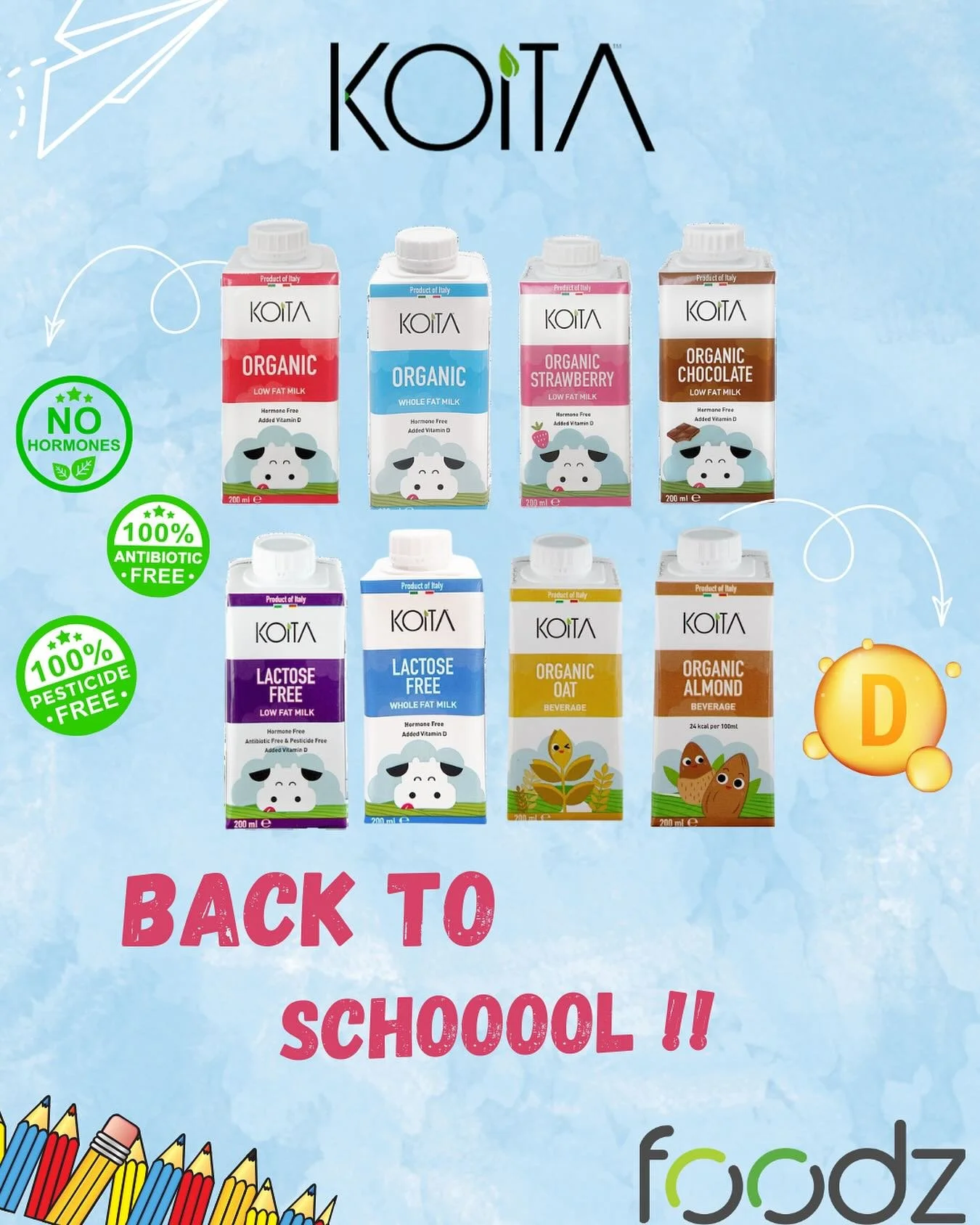 🥛 Fuel your school days with KOITA! 🐮🌱
Organic, lactose-free &amp; plant-based options
All hormone, antibiotic &amp; pesticide FREE! 💚
📚 Back to Schoooool just got healthier &amp; tastier! 🎒🍫🍓🥛