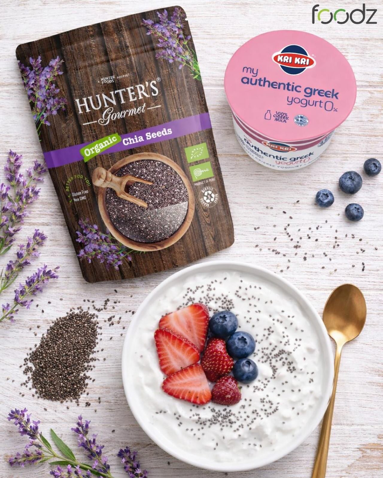 🌙 Your healthy Suhoor Done Right with KRI KRI + Hunter&rsquo;s Gourmet🥄💙

Creamy Greek yogurt + chia seeds = lasting energy, fullness &amp; nourishment until Iftar 💪✨

✅ Benefits:

&bull; 🥛 High in protein: keeps you full longer
&bull; 🌾 Rich i