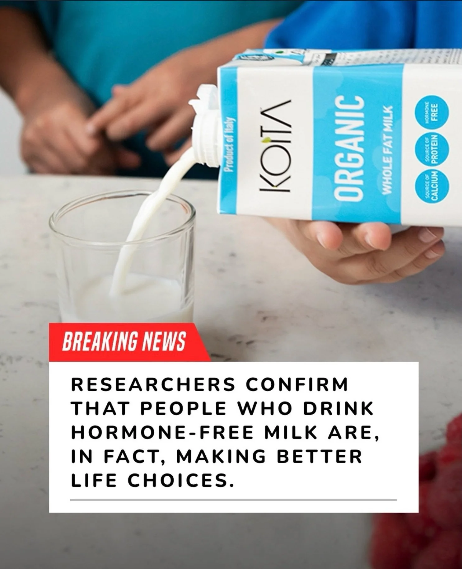 🚨 BREAKING: Studies show 10 out of 10 Koita drinkers think they&rsquo;re better than everyone. Studies conducted by us. In our office. Tag someone who&rsquo;s guilty 👇⁠
⁠
#Koita #ItsKoita #BreakingNews #OrganicMilk #LactoseFree PlantBasedMilk Clean