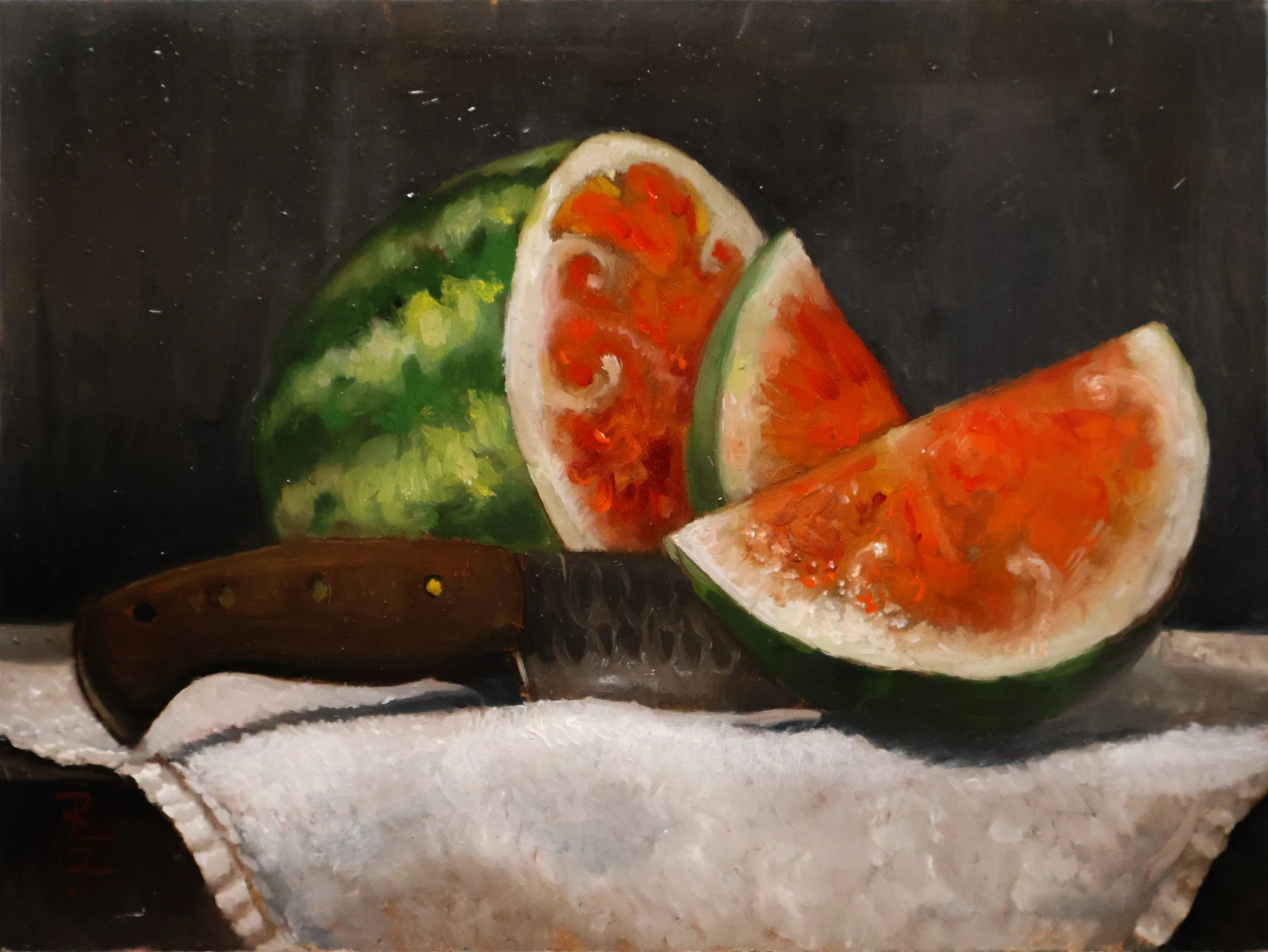 "Watermelon", oil on panel, 6"x8", 2025