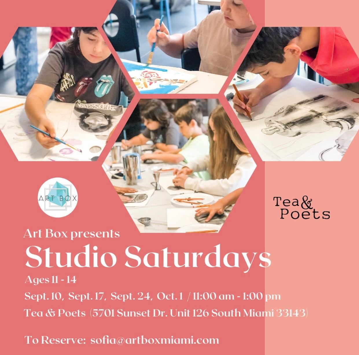 We are coming back to @teaandpoets with our Teen Art Course for kids ages 11-14! Classes will be held on Saturday mornings and kick off on September 10th. This course is for anyone interested in putting together an art portfolio, applying to art scho