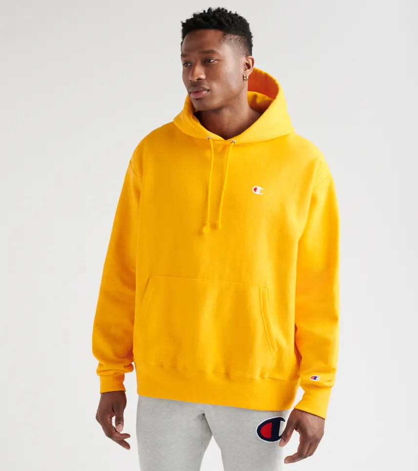 champion hoodie reverse weave yellow