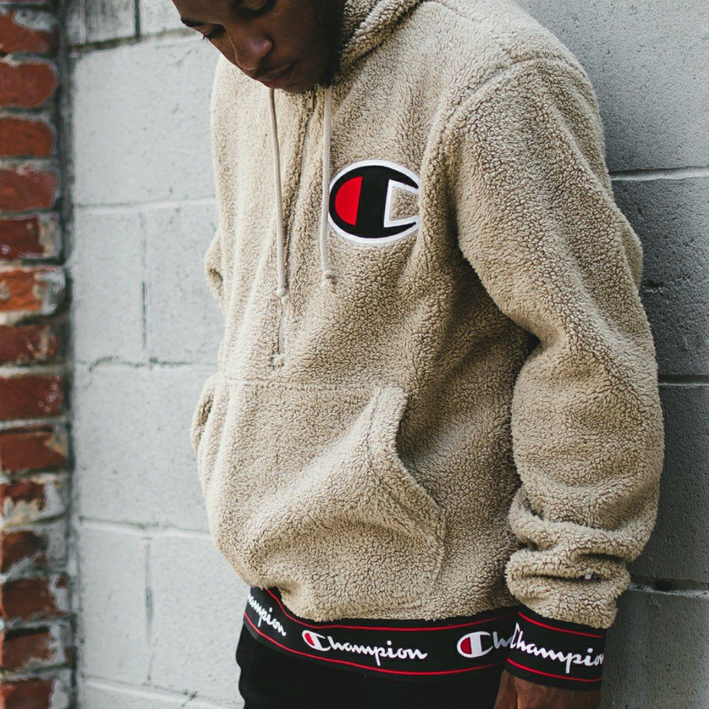 champion sherpa hoodie khaki