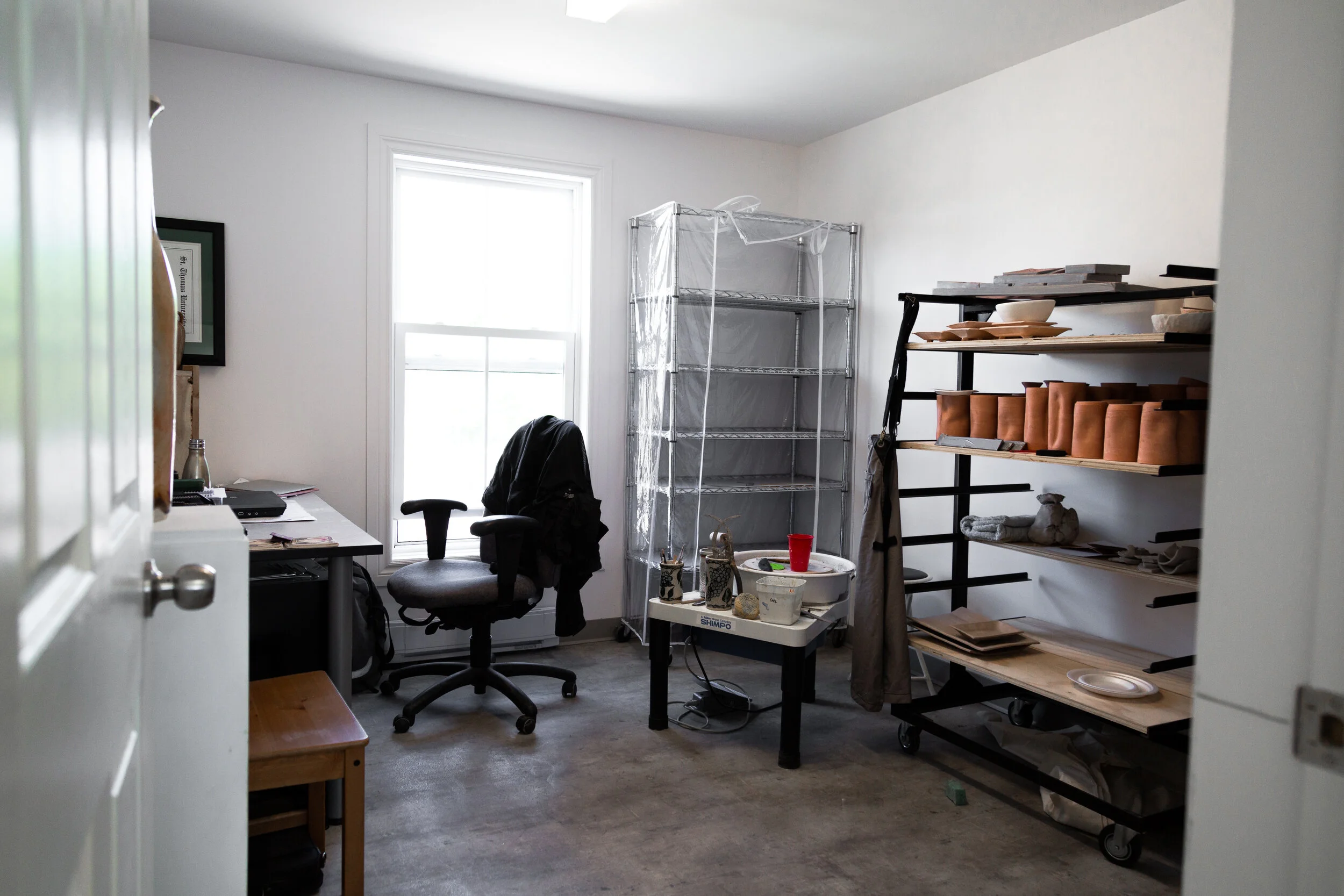 Matt Cripps in his new workspace at AX: The Arts and Culture Centre of Sussex. Photo by Hailley Fayle.