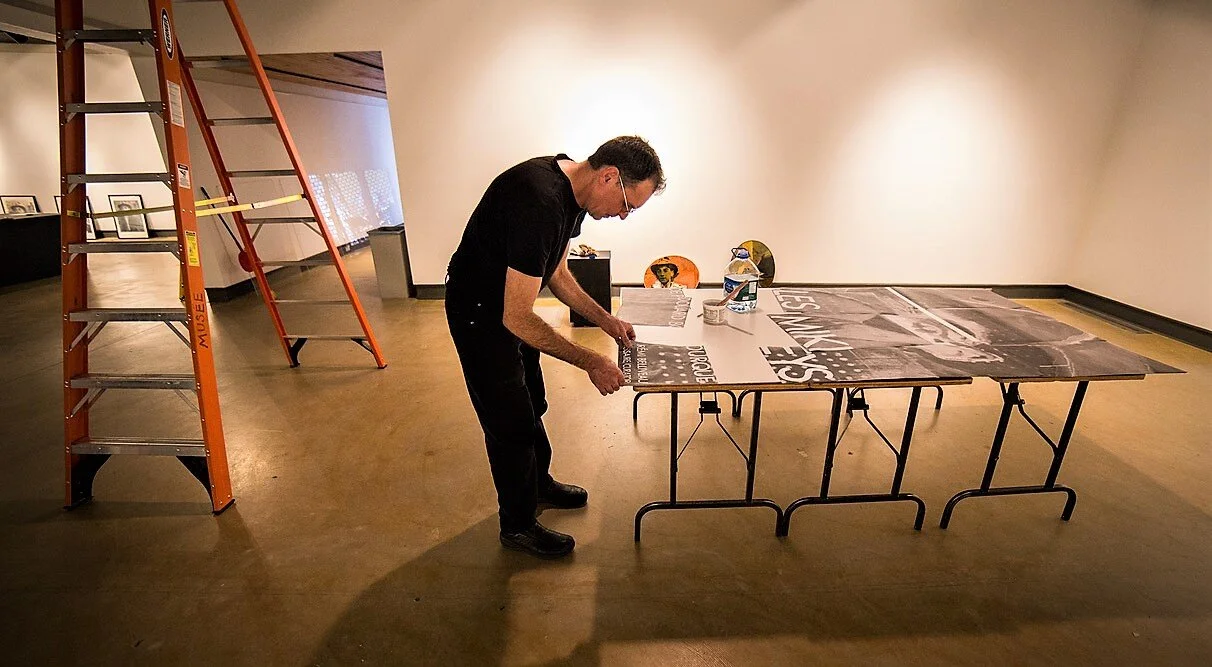  Figure 3.5 	| Paul Édouard Bourque prepares his 2015 art exhibition “Les Mikeys de Paul Édouard Bourque” 