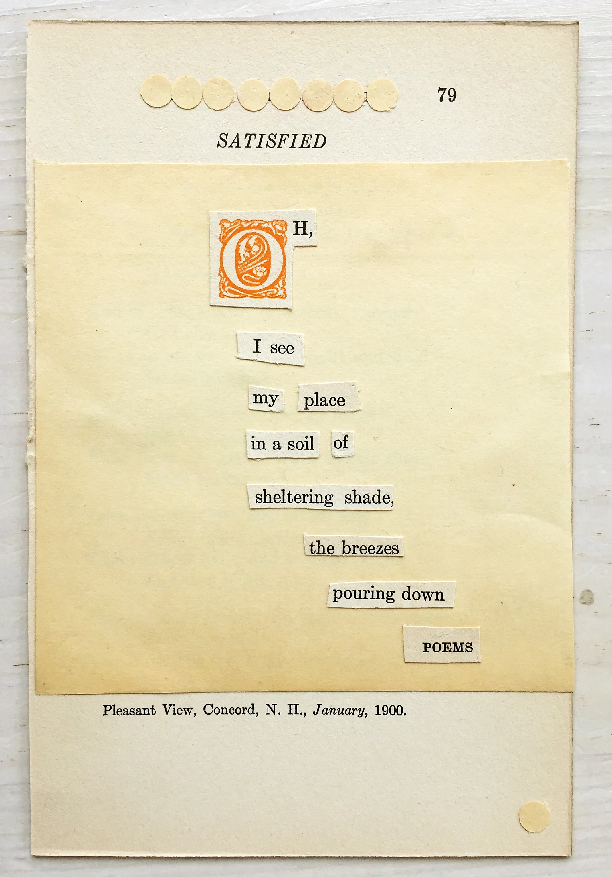 Satisfied by Drew Myron, excised from “Poems” by Mary Baker Eddy, 1910.