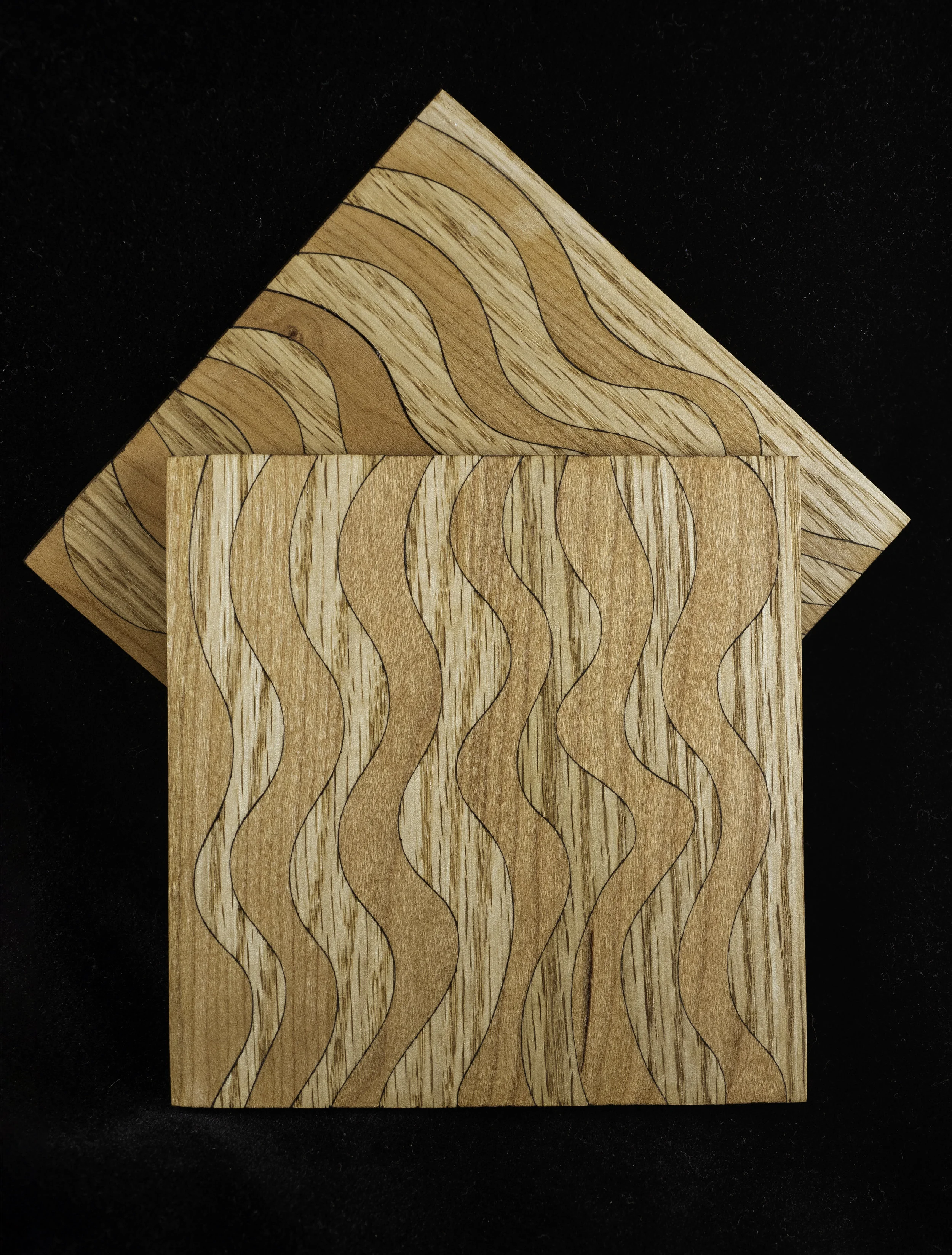 Hardwood Wave Coasters
