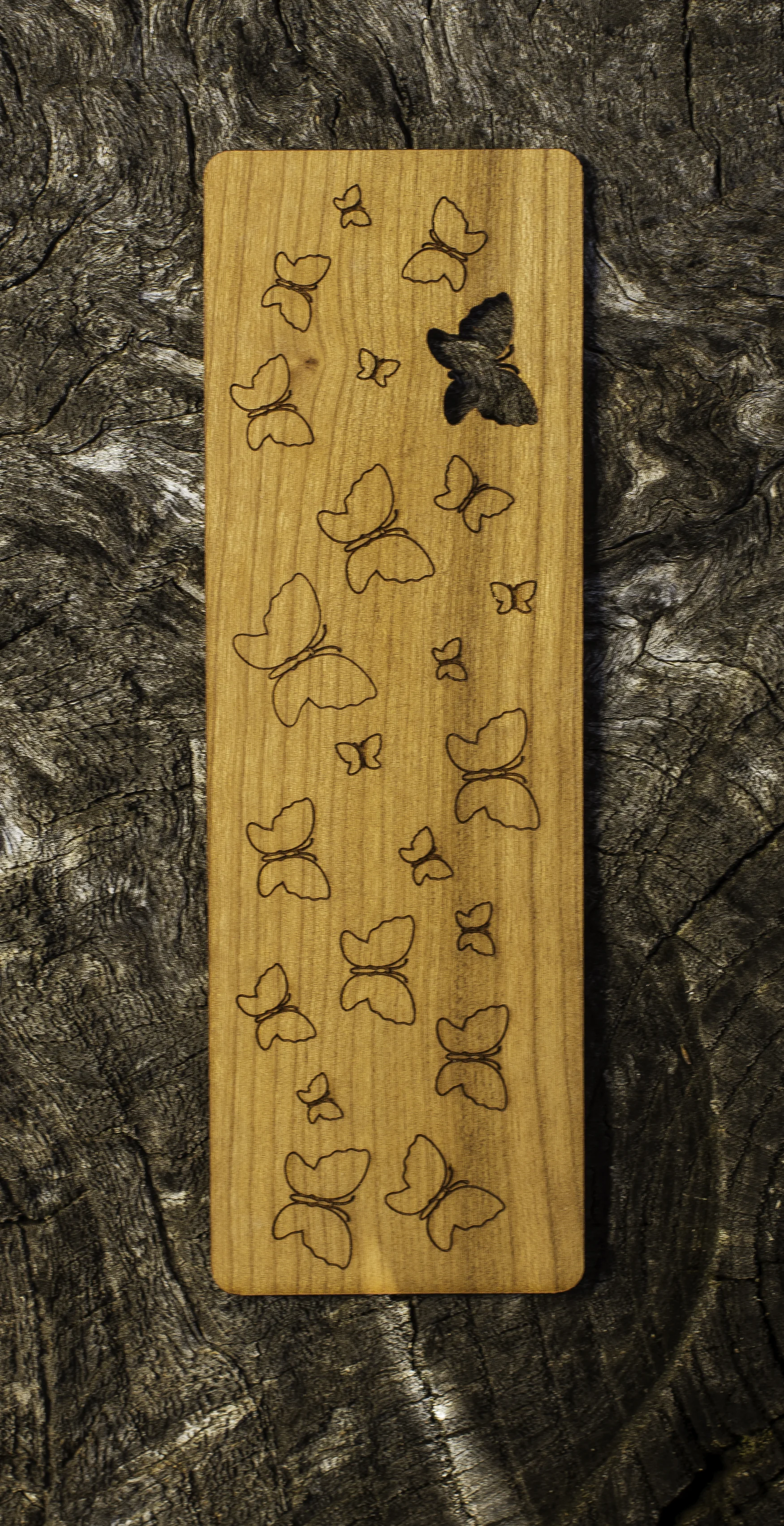 custom butterfly laser cut engraved bookmark