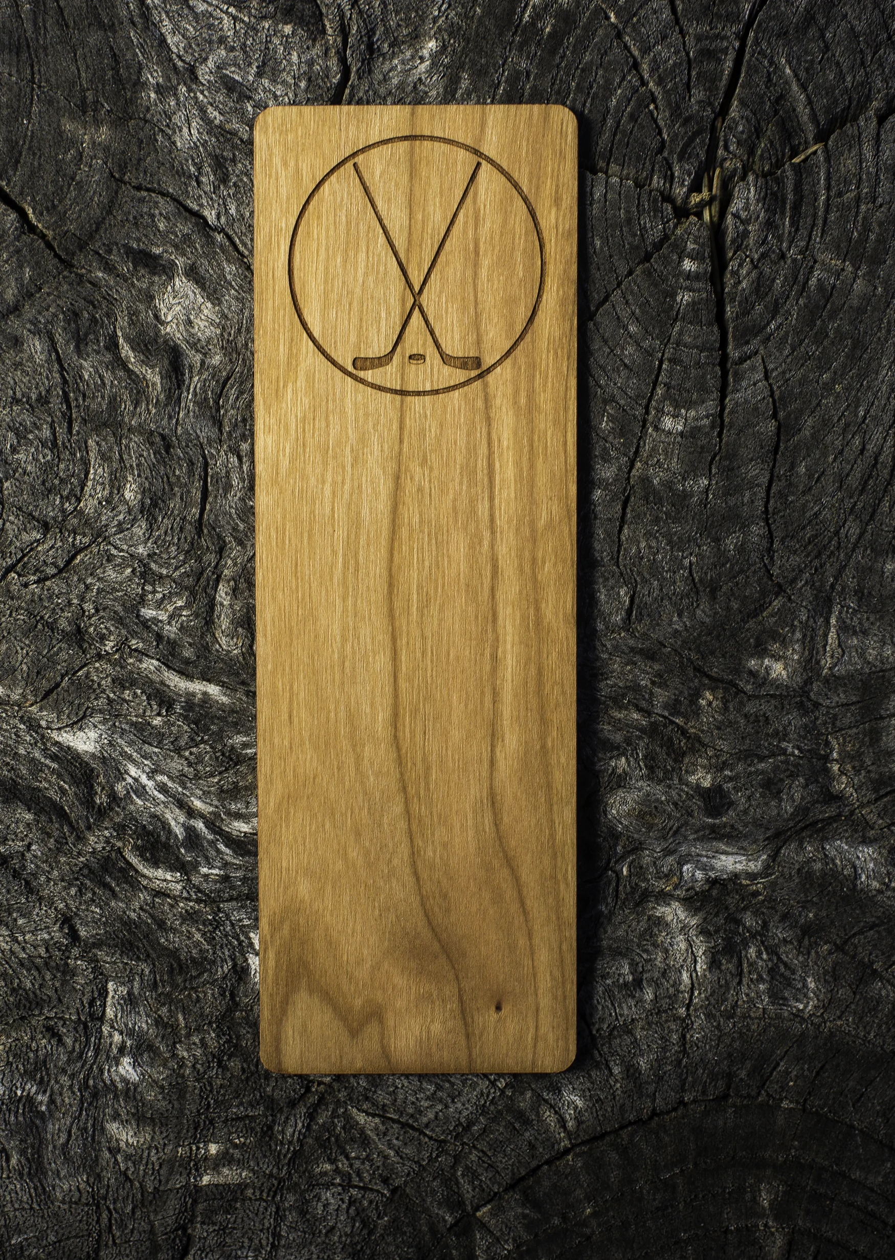Custom hockey stick wood bookmark