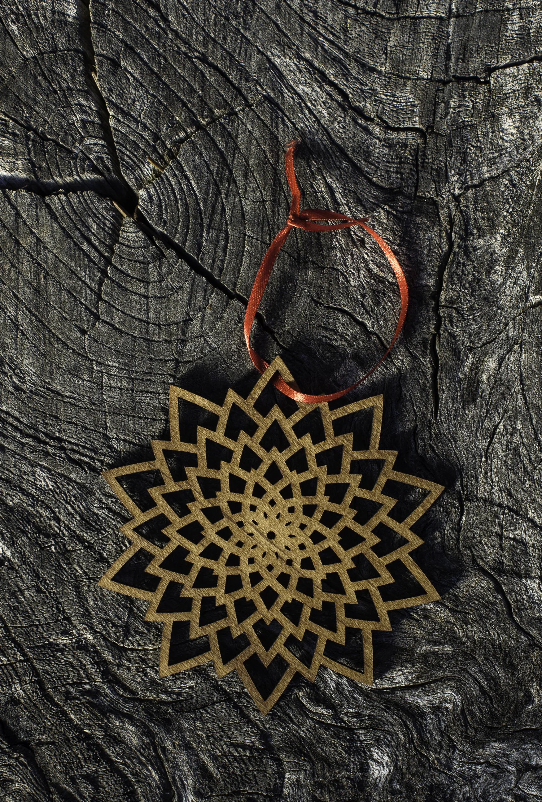 custom laser cut wood Christmas tree flower ornament