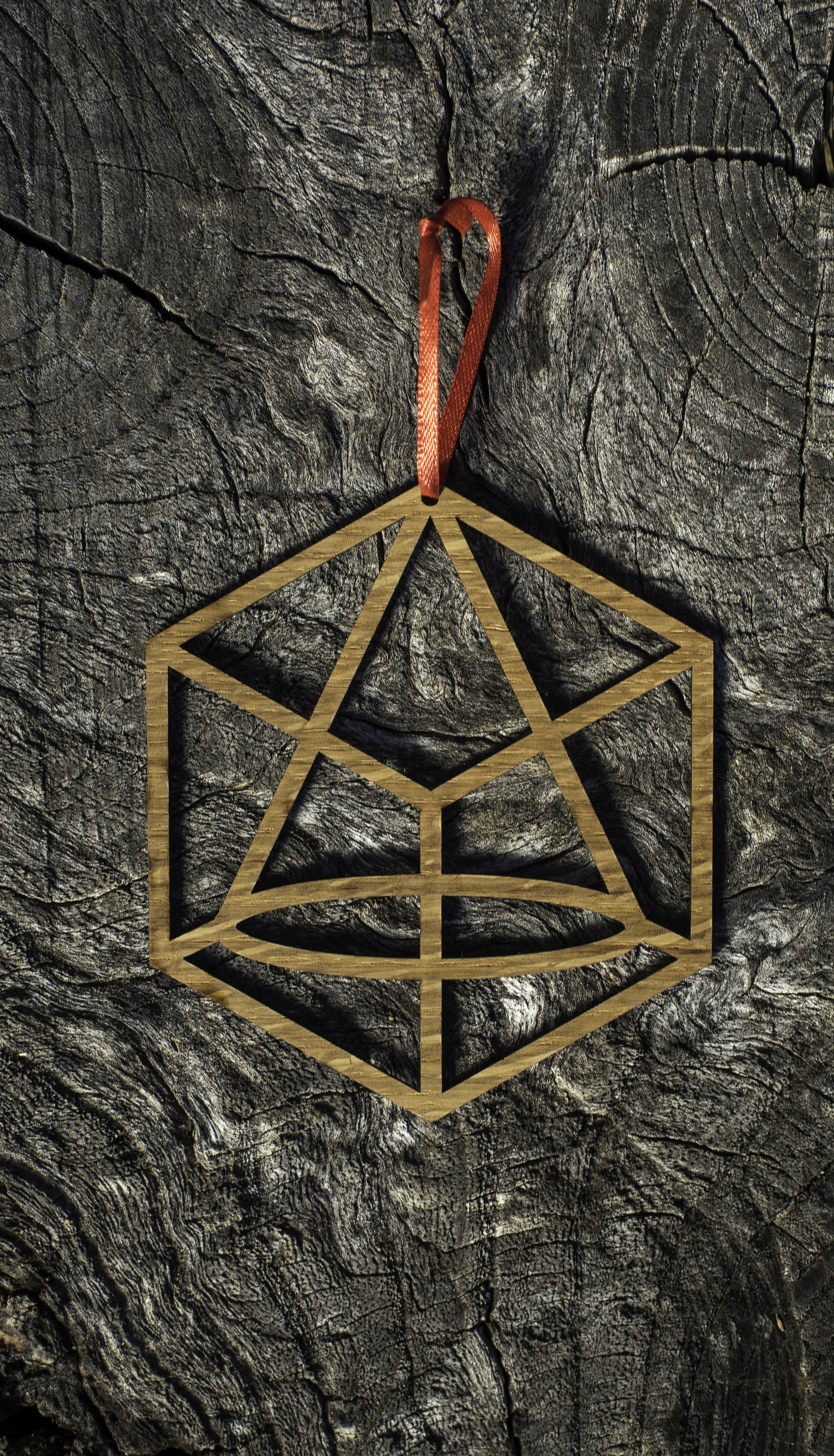Custom laser cut geometric wood ornament