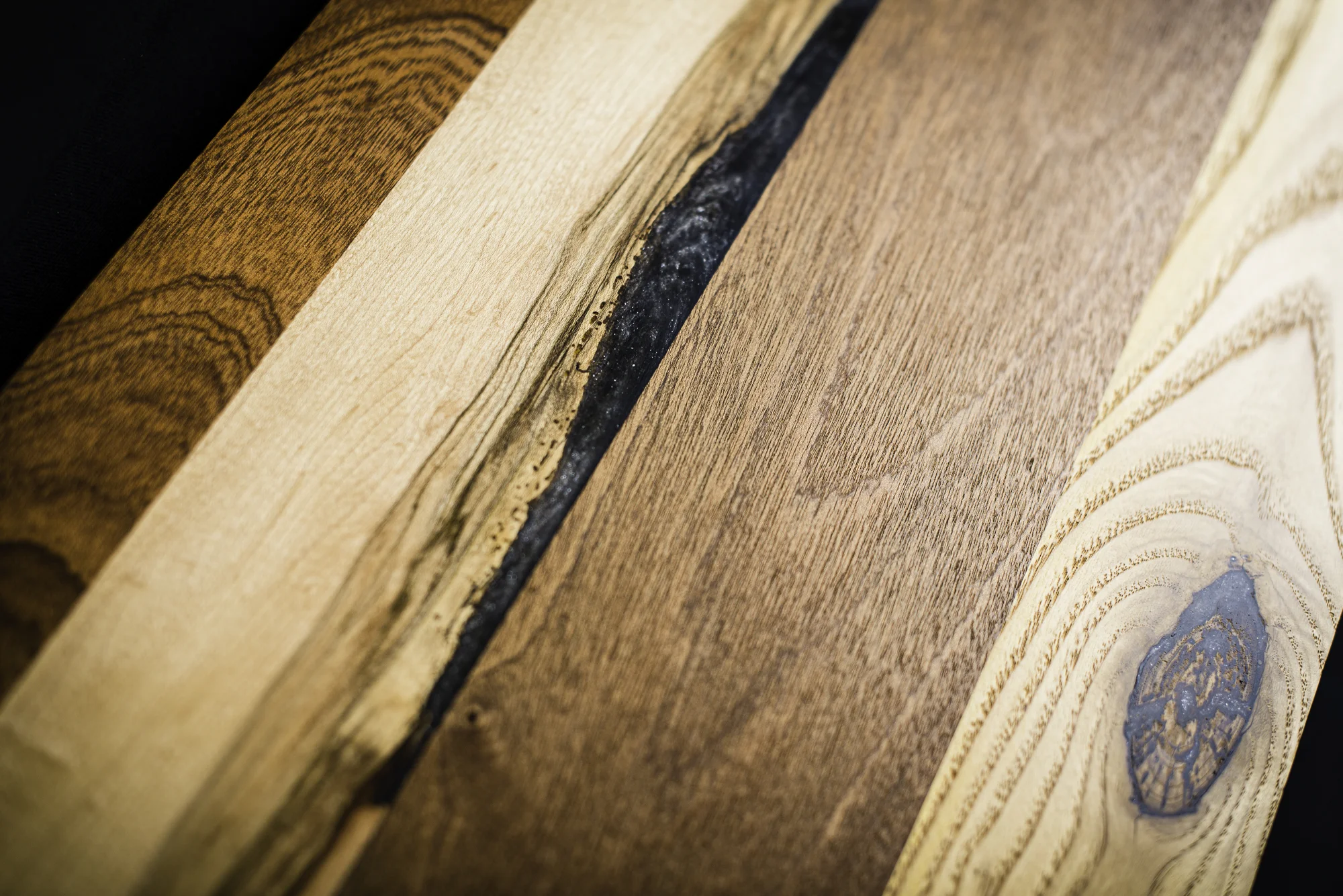 Sapele, chestnut, spalted maple charcuterie board