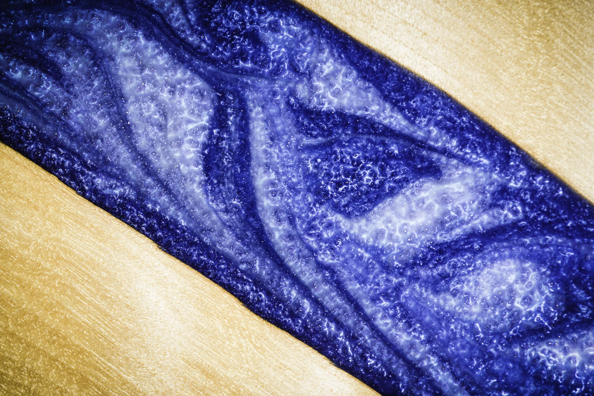 Figured Birch Blue Epoxy Detail