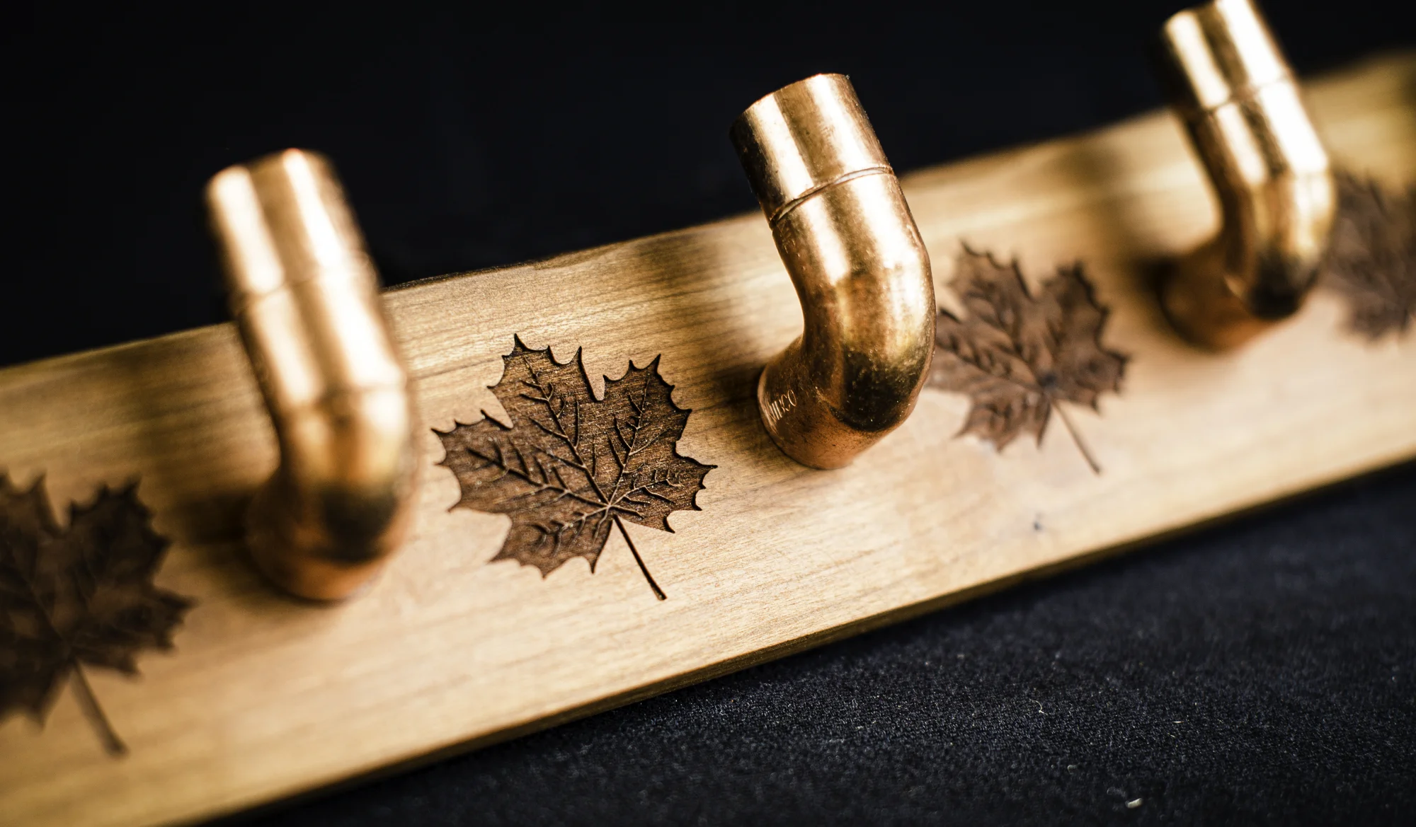 Copper and Cherry Maple Leaf Hooks