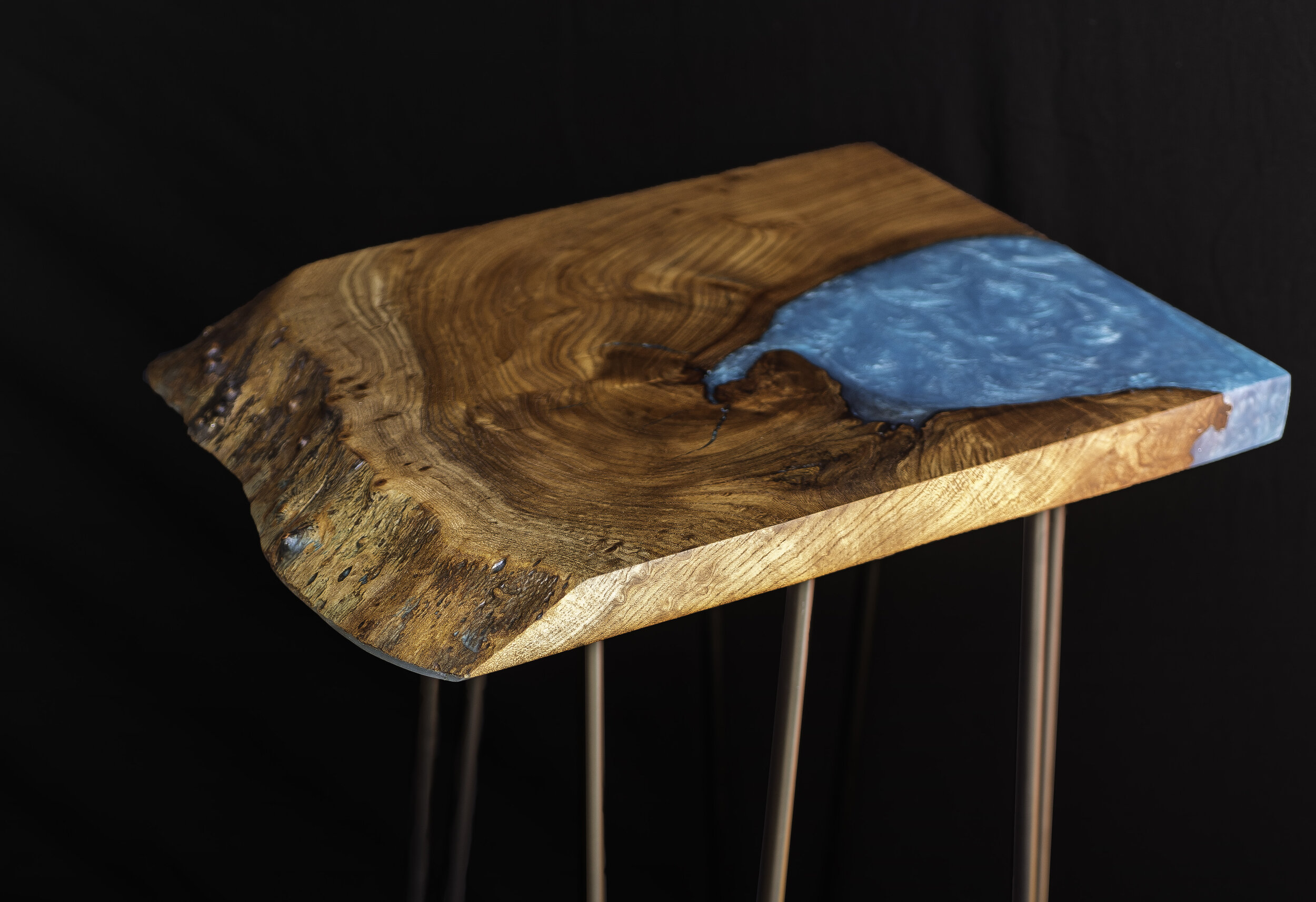 Custom Elm and Epoxy End Table