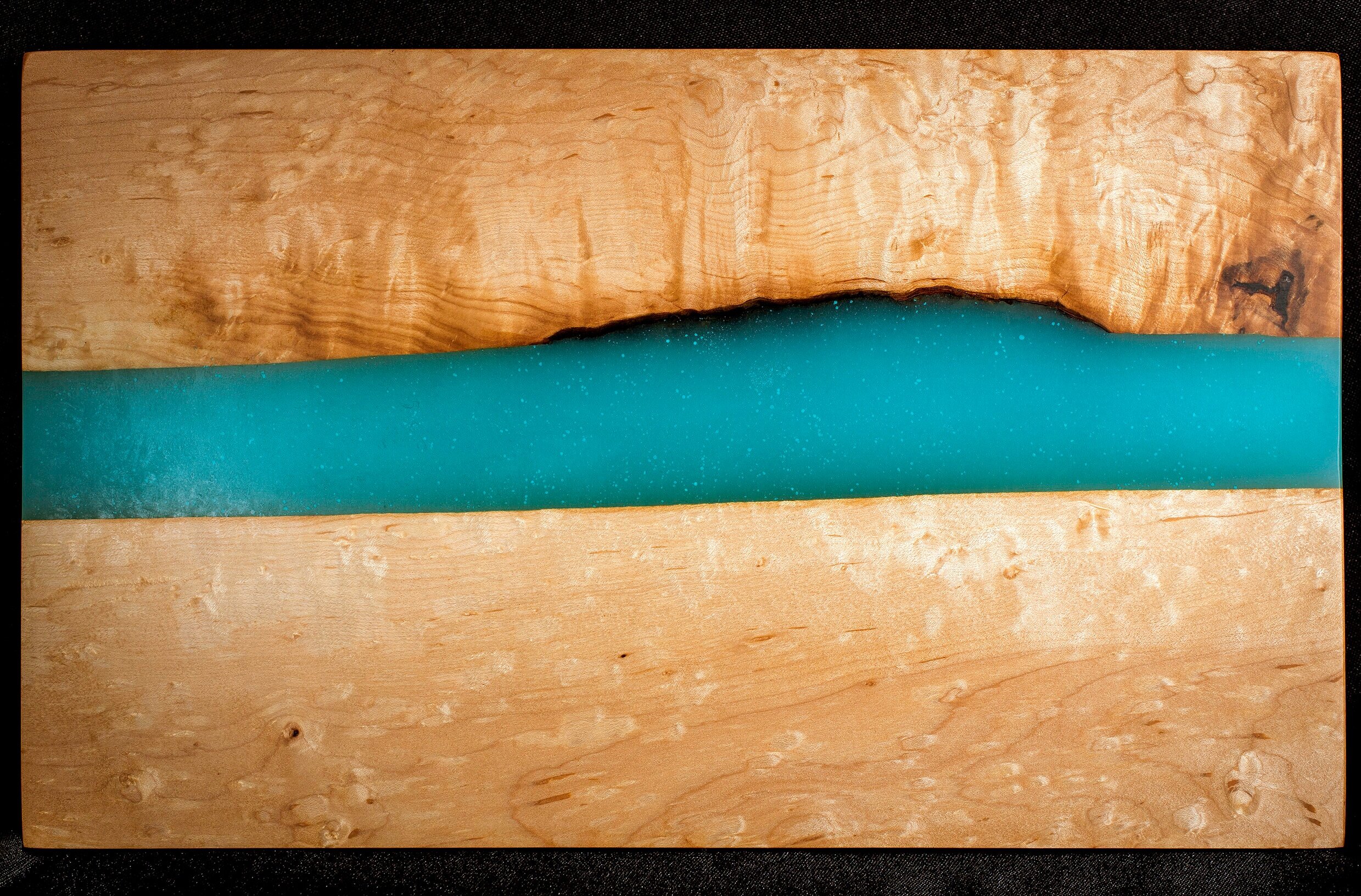 Turquoise and Figured Maple Serving Board
