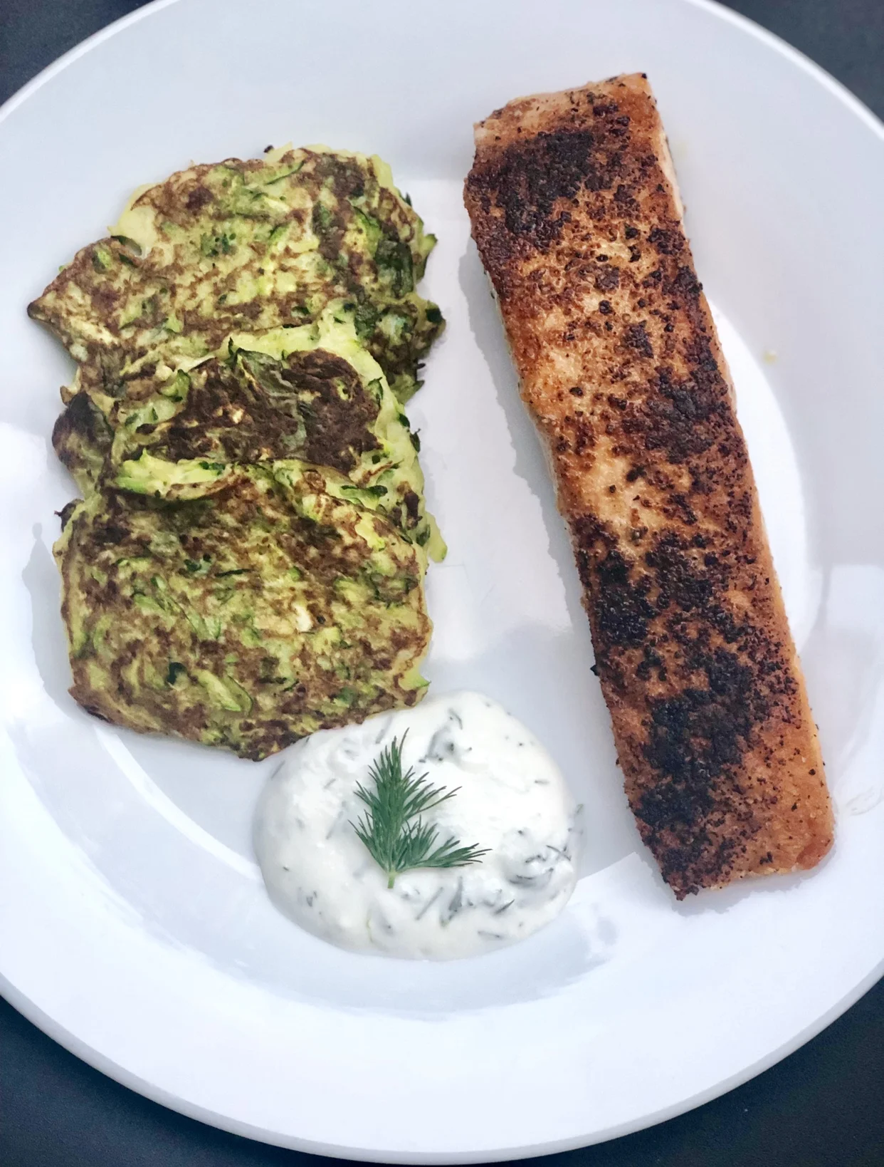 Crispy Salmon with Zucchini Pancakes — Rockin Meals