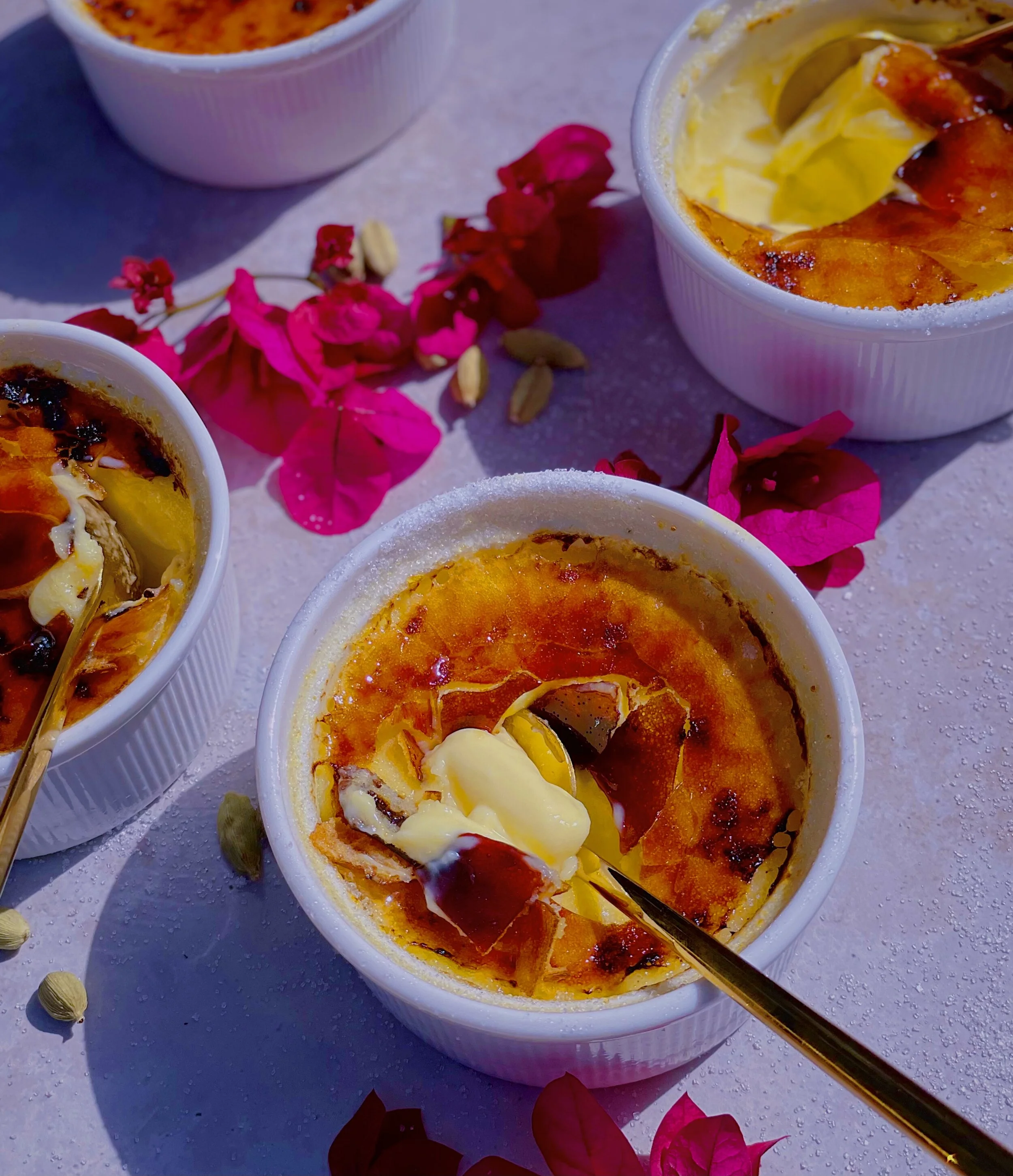 Cardamom Crème Brûlée - a delicate dessert with a caramelized sugar top
