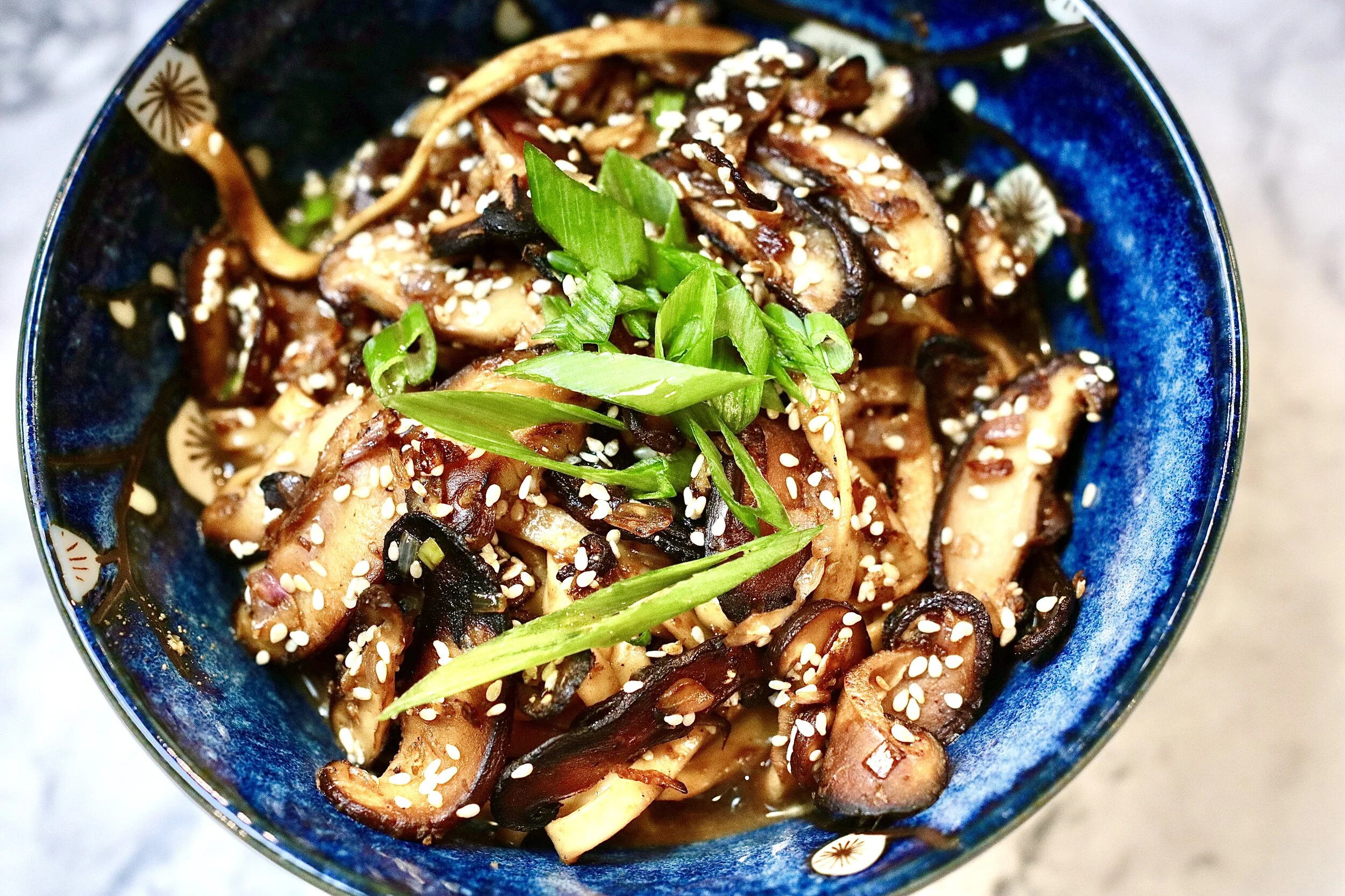 30 Minute Saucy Ginger Sesame Noodles with Caramelized Mushrooms