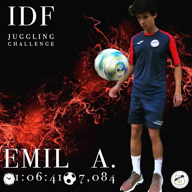 Emil completes an amazing 7,083 juggles in one hour ... #IDFJUGGLINGCHALLENGE