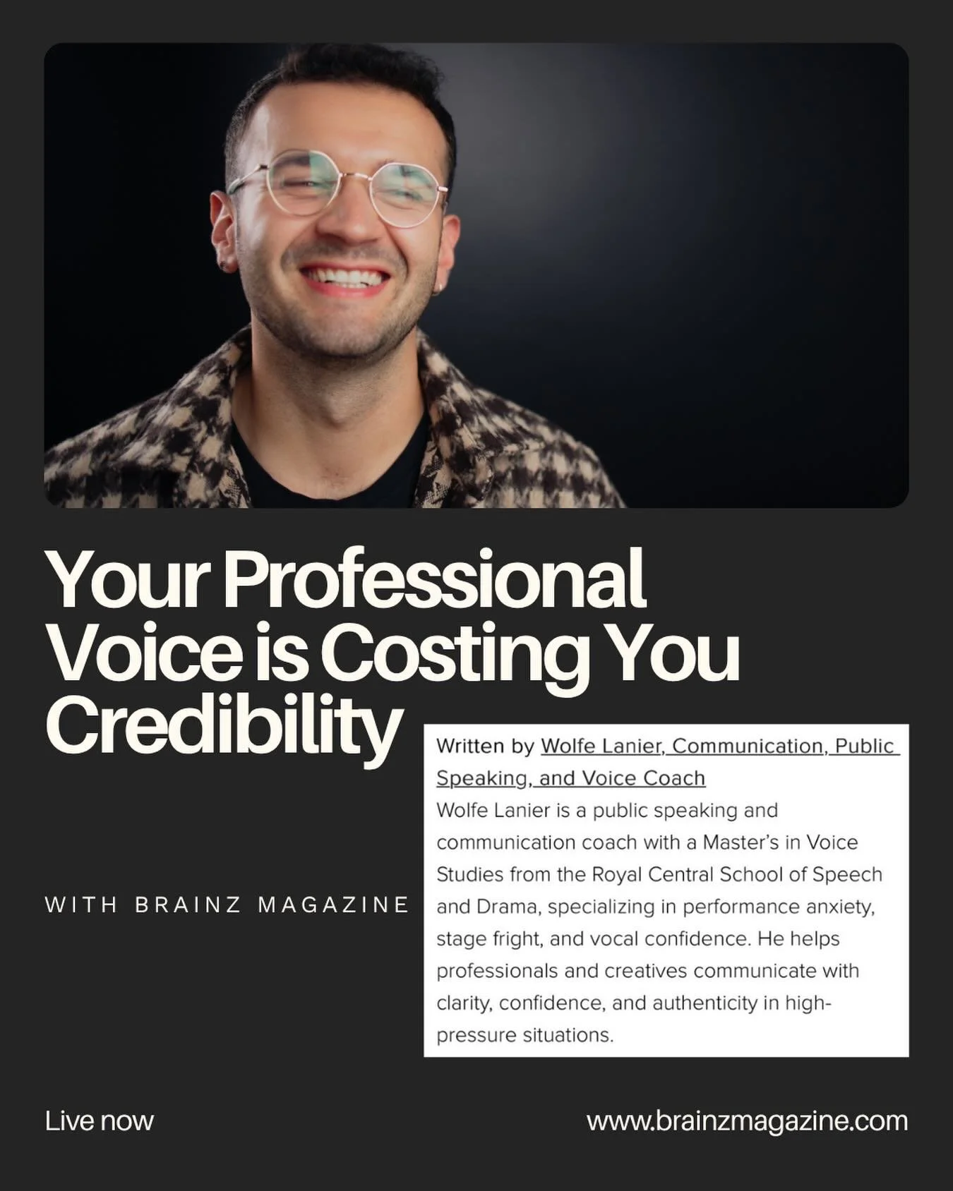 Excited to be partnering with @brainzmagazine! Such a great opportunity to get these brain baby&rsquo;s onto some paper :) 

Enjoy :) 

#voice #coach #publicspeaking #publicspeakingtips #publicspeakingclass