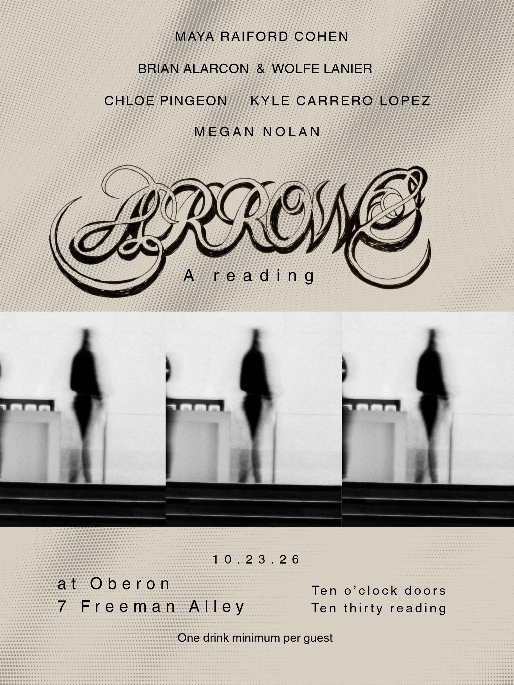 Feels good to be cookin&rsquo; once again. 

Come see a reading of some of Brian Alarcon&rsquo;s gorgeous writing with vocals and instrumentation by myself. 

Fri, Oct 23 at 10pm 
New Museum- Bowery 

Link in bio