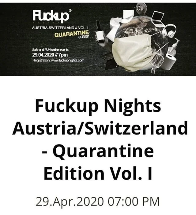 💩👍Les dates des prochaines #fuckupnights en Valais vous seront bientôt dévoilées. En attendant, vs pouvez suivre nos collègues des @fuckupnightsbasel qui organisent une édition spéciale quarantaine le 29 avr