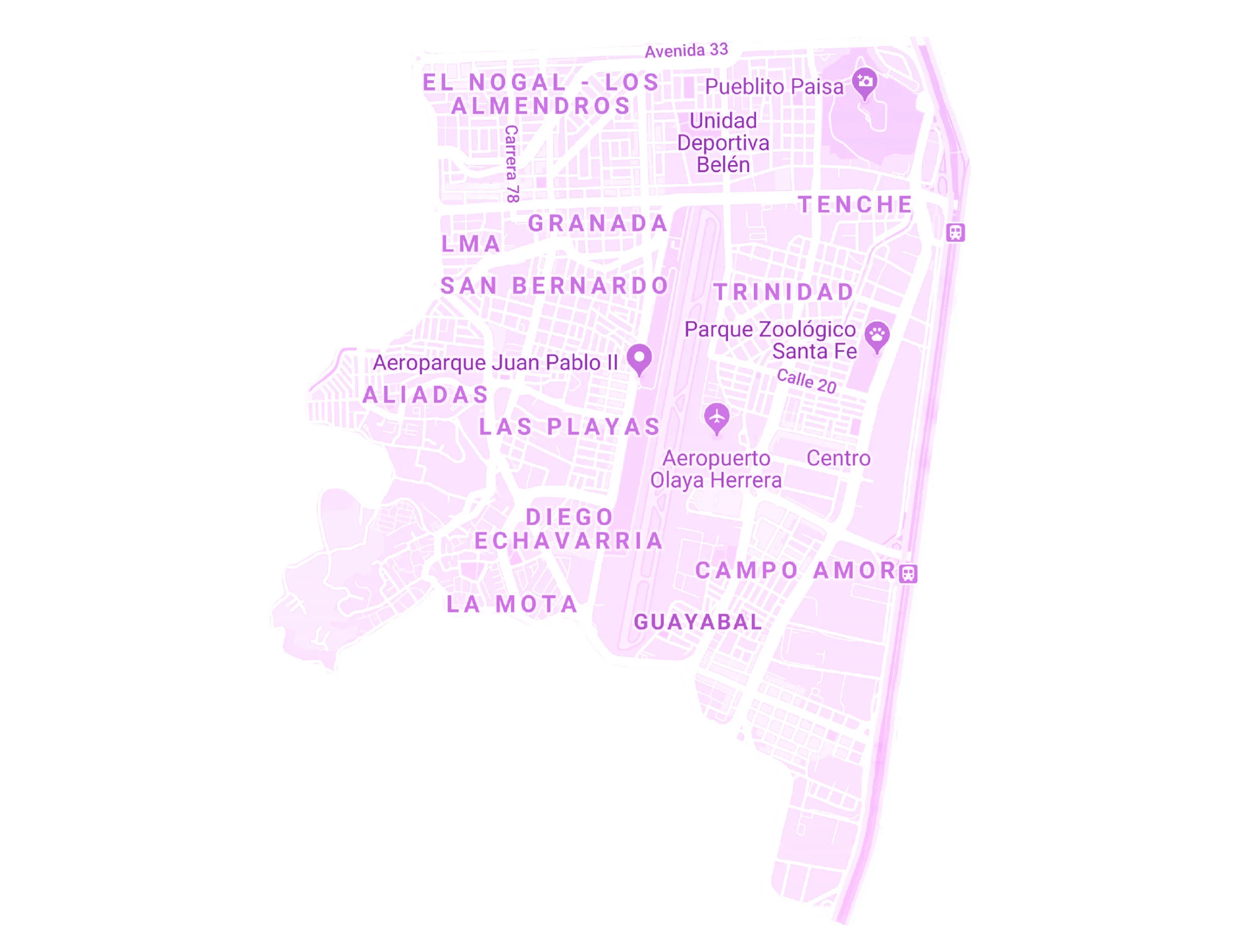 ZONA ÉXITO LAURELES - BELÉN BARRIOS: EL NOGAL LOS ALMENDROS, GRANADA, TENCHE, TRINIDAD, SAN BERNARDO, BELÉN ALIADAS, LAS PLAYAS, DIEGO ECHAVARRIA, CAMPO AMOR, GUAYABAL Y LA MOTA.
