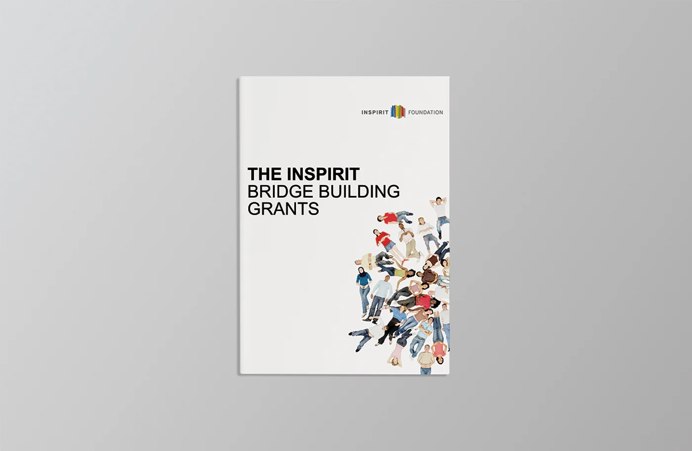 Inspirit Foundation cover design from Touchwood Design in Orangeville, Ontario. People of all races and types pose for inclusive foundation.