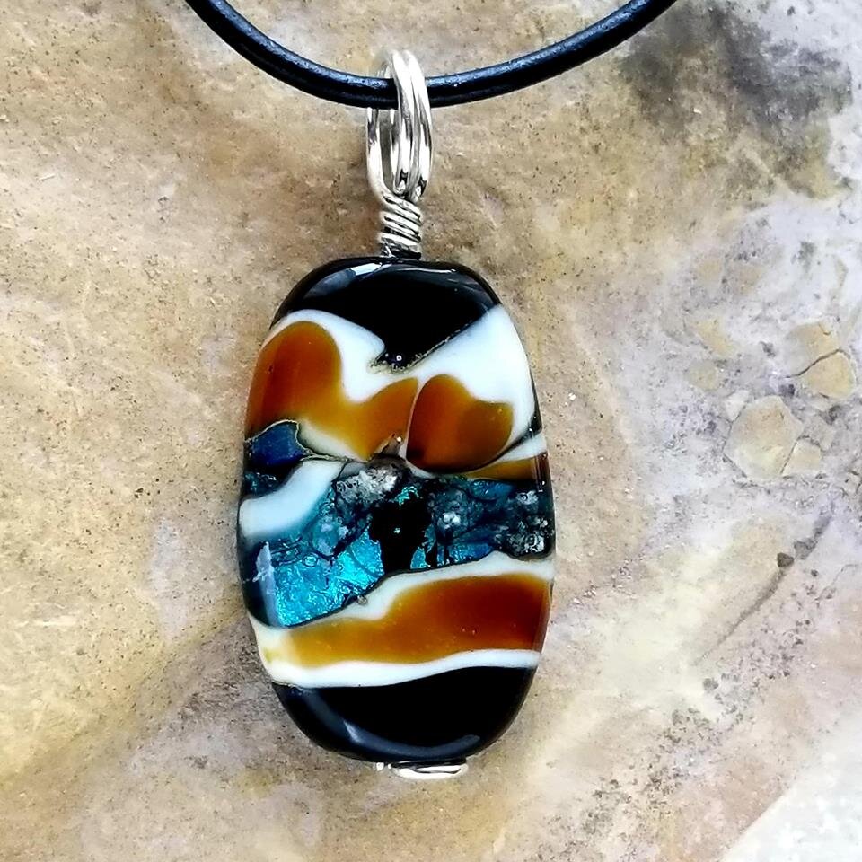 Cremation Art Glass River Necklace Pet Memorial