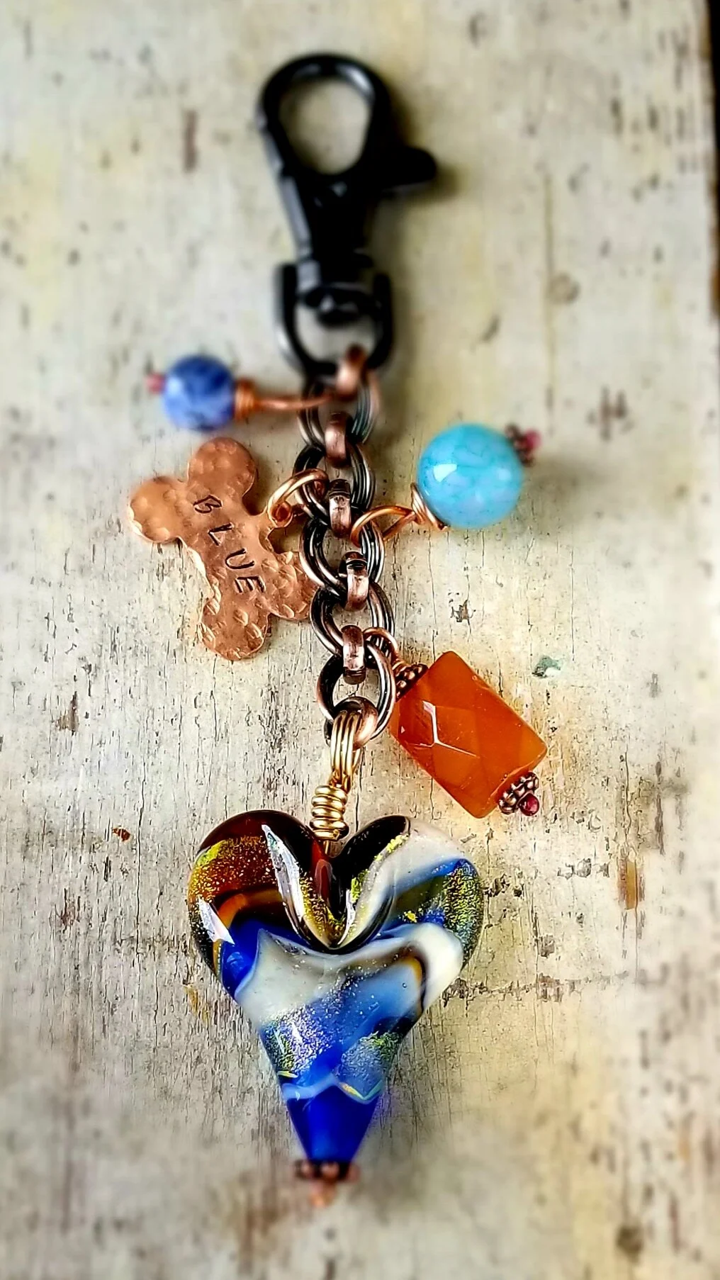 Cremation Art Charmed Memorial Heart Keychain