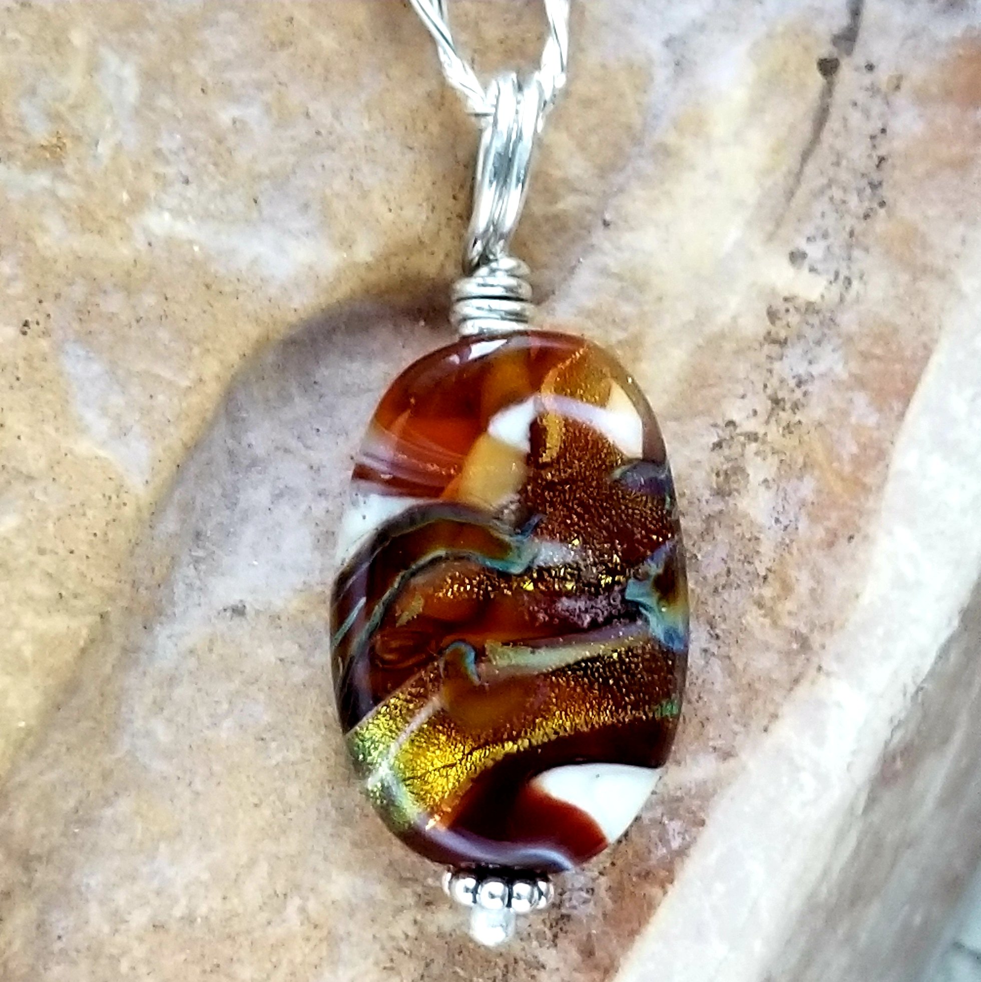 Cremation Art Glass River Necklace Pet Memorial
