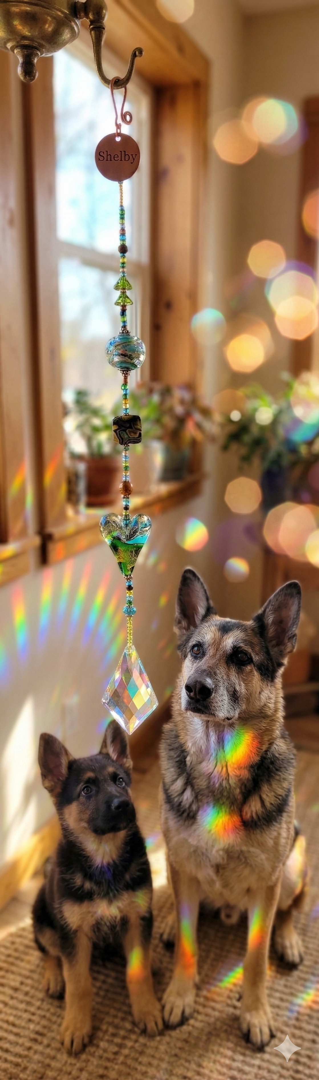 Living Glass Pet Memorial Suncatcher. Handcrafted in Montana. Over the Rainbow Memorials.