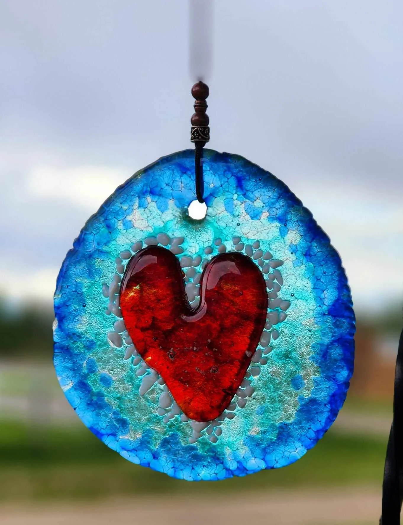 Small Garden Memorial Wind Chime with Custom Glass Memorial Medallion