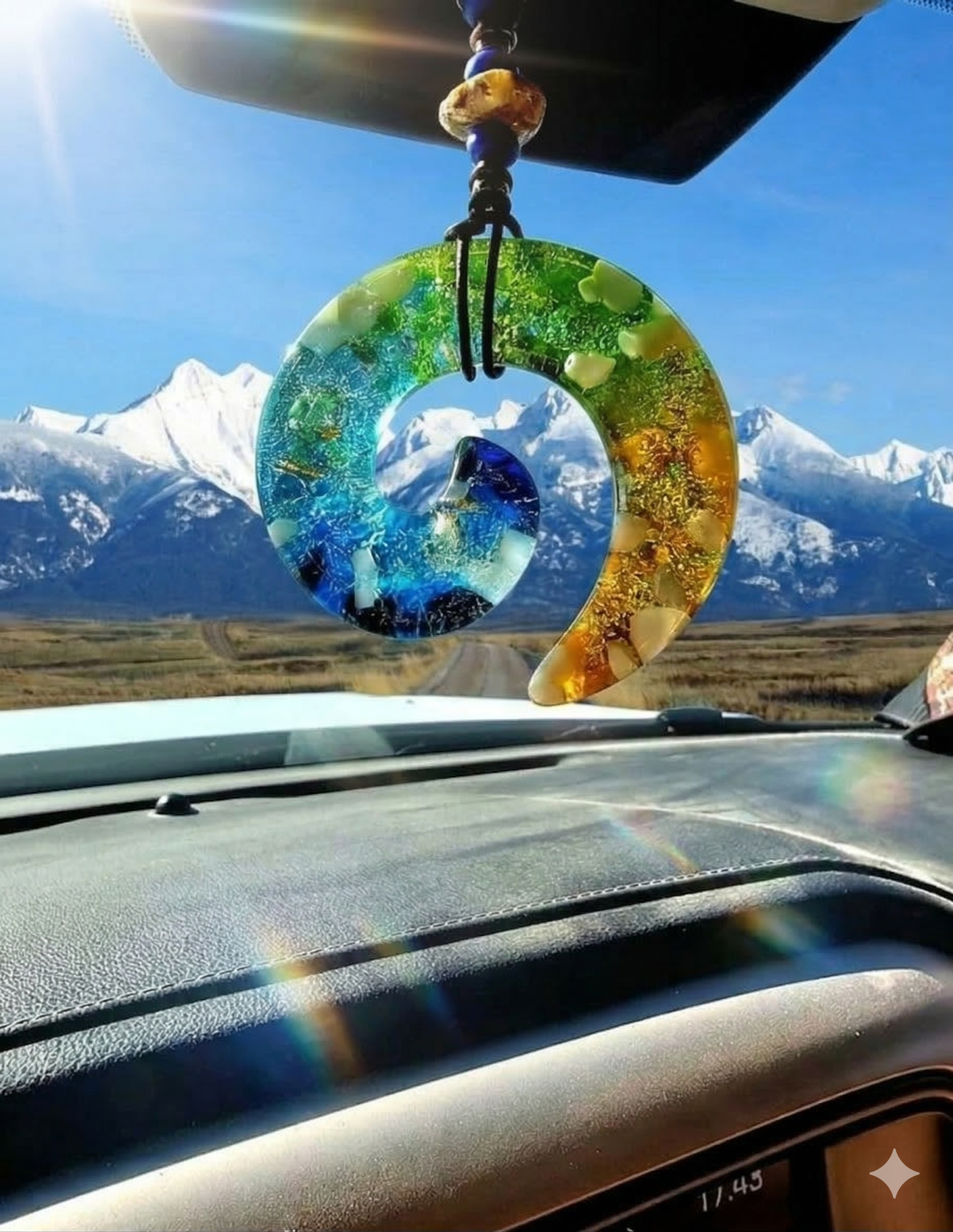 Infinity Spiral Glass Car Charm & Sun Catcher Memorial