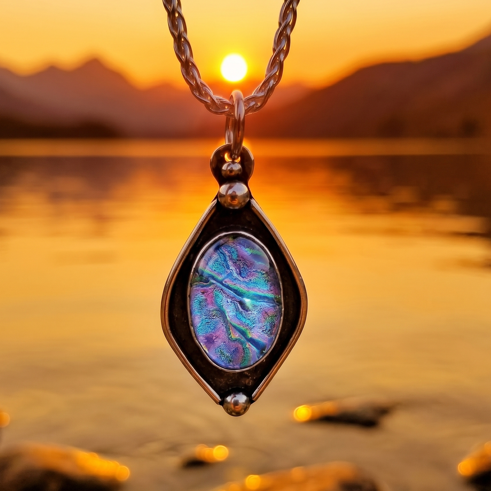 Mother’s Love Living Glass Memorial Necklace – Handcrafted Montana Art