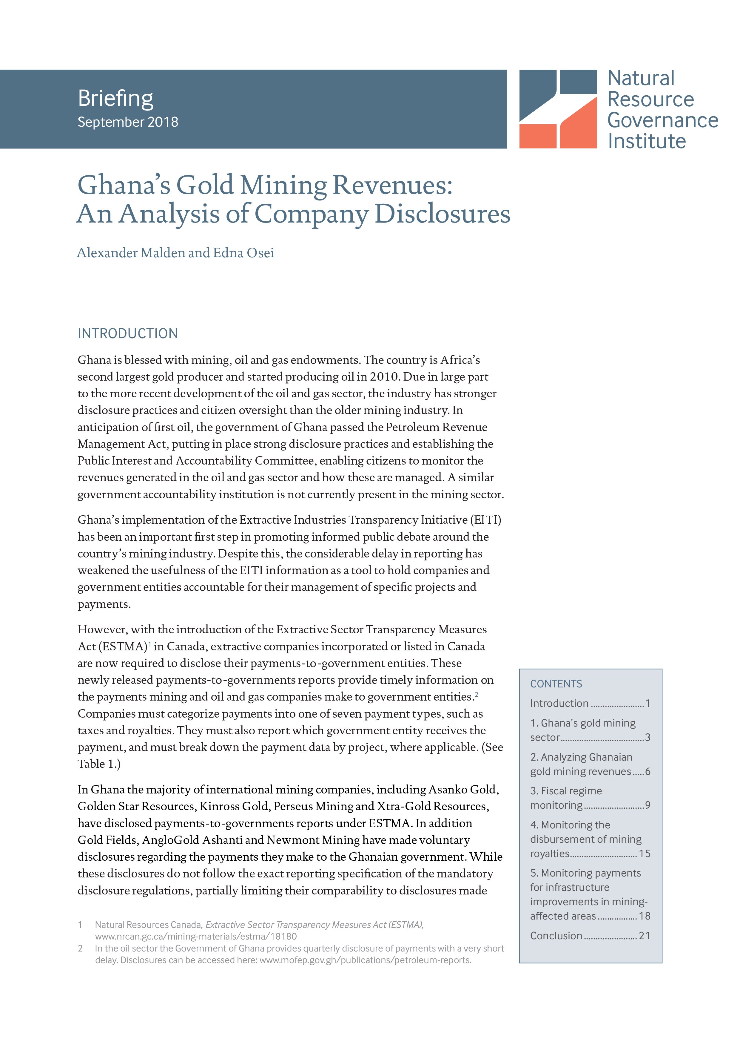 Ghana’s Gold Mining Revenues: An Analysis of Company Disclosures