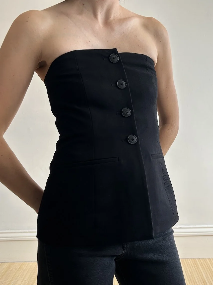 Aligne Black Strapless Tailored Bustier Top Size 8