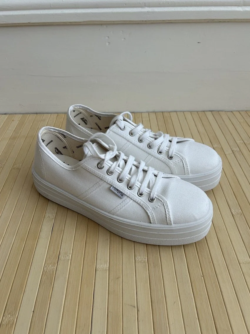 Victoria White Cotton Trainers Size 8