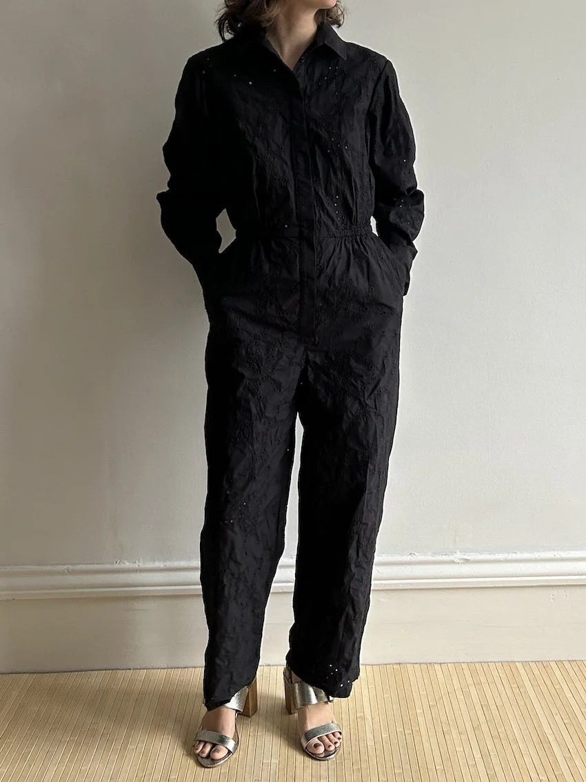 H&M Black Anglais Broderie Jumpsuit Size S