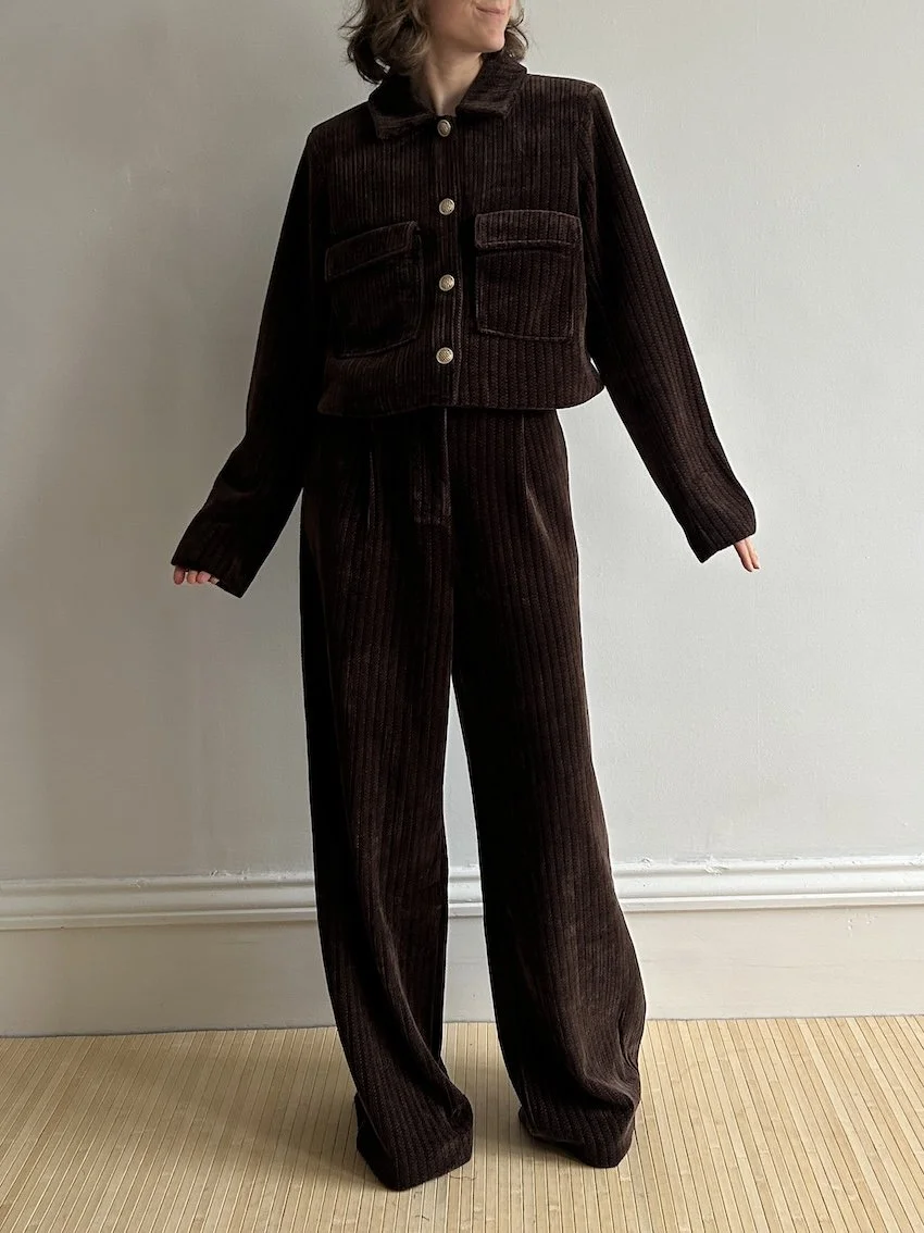 Very Collection Brown Corduroy Velvet Suit Size 14