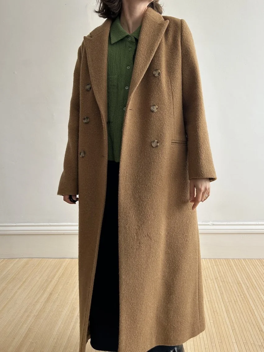 Whistles Double Breasted Camel Wool Coat Size 10