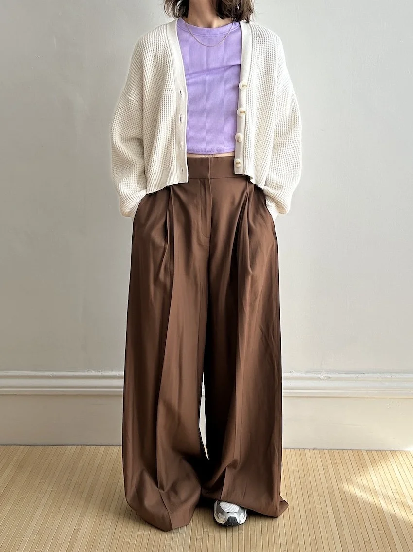 H&M Edition Brown Wool Wide Leg Trousers Size M