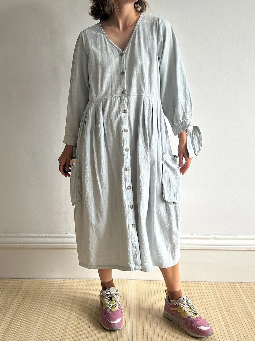 Whistles X L F Markey Light Blue Cotton Midi Dress Size 16