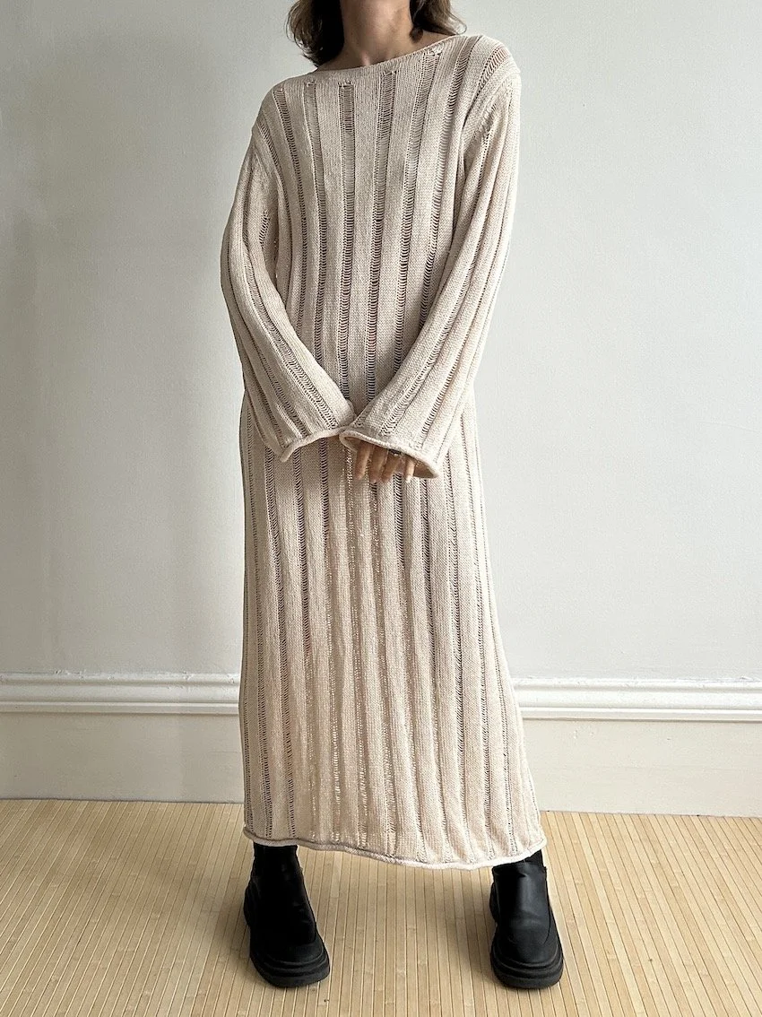 H&M Divided Cream Knit Maxi Dress Size L