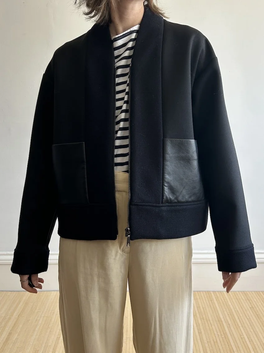 Jaeger Leather And Wool Jacket Size 12